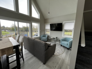 View of Elk Cottage living room in Sooke